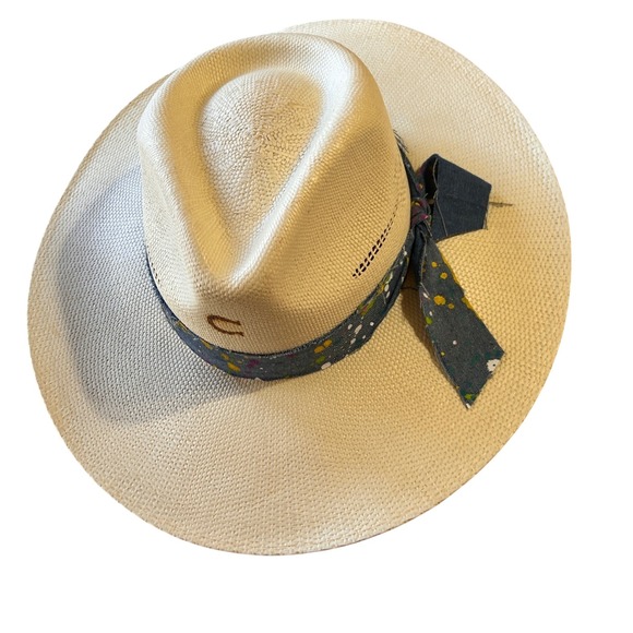 Charlie 1 Horse Straw Cowboy Hat Womens Size M Horseshoe Festivalwear - Picture 2 of 7